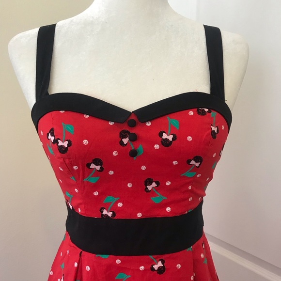MINNIE MOUSE Disney Cherry Pinup Dress Red Size Sm - Picture 2 of 8
